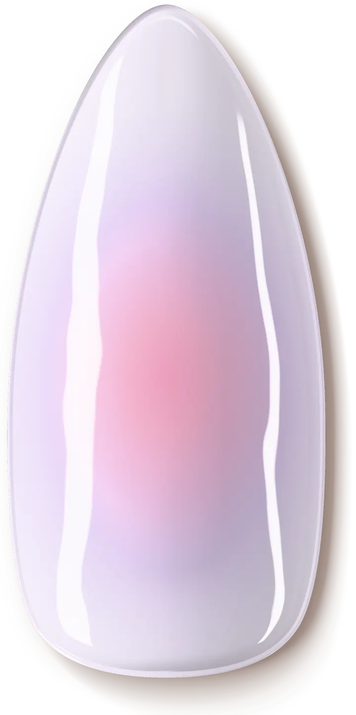 Illustration of the Aura Glow nail art design: a soft blush and lilac glow from the centre of the nail.