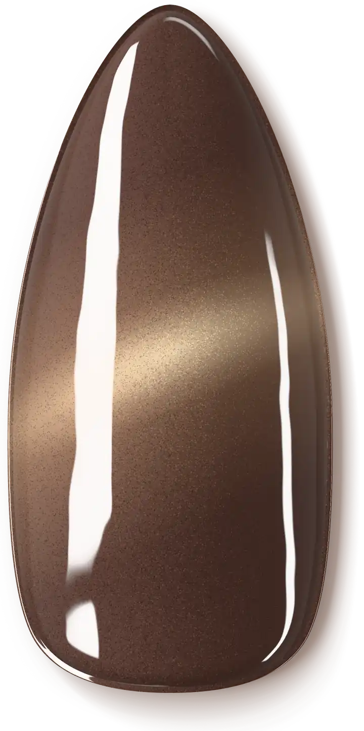 Illustration of the Champagne Cat-Eye nail art design: a velvet cat-eye band of champagne light moving through mocha gel.
