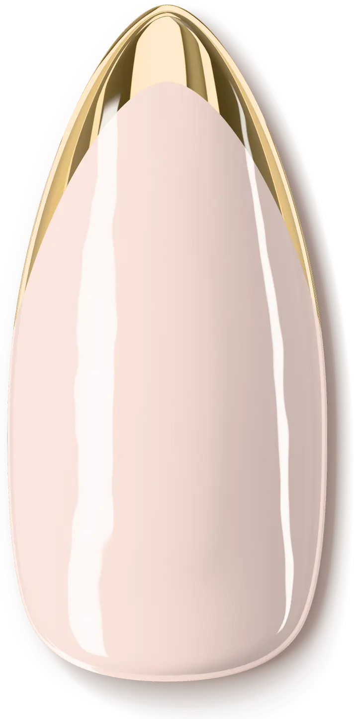 Illustration of the Chrome French nail art design: a sheer nude base with a fine gold chrome tip.