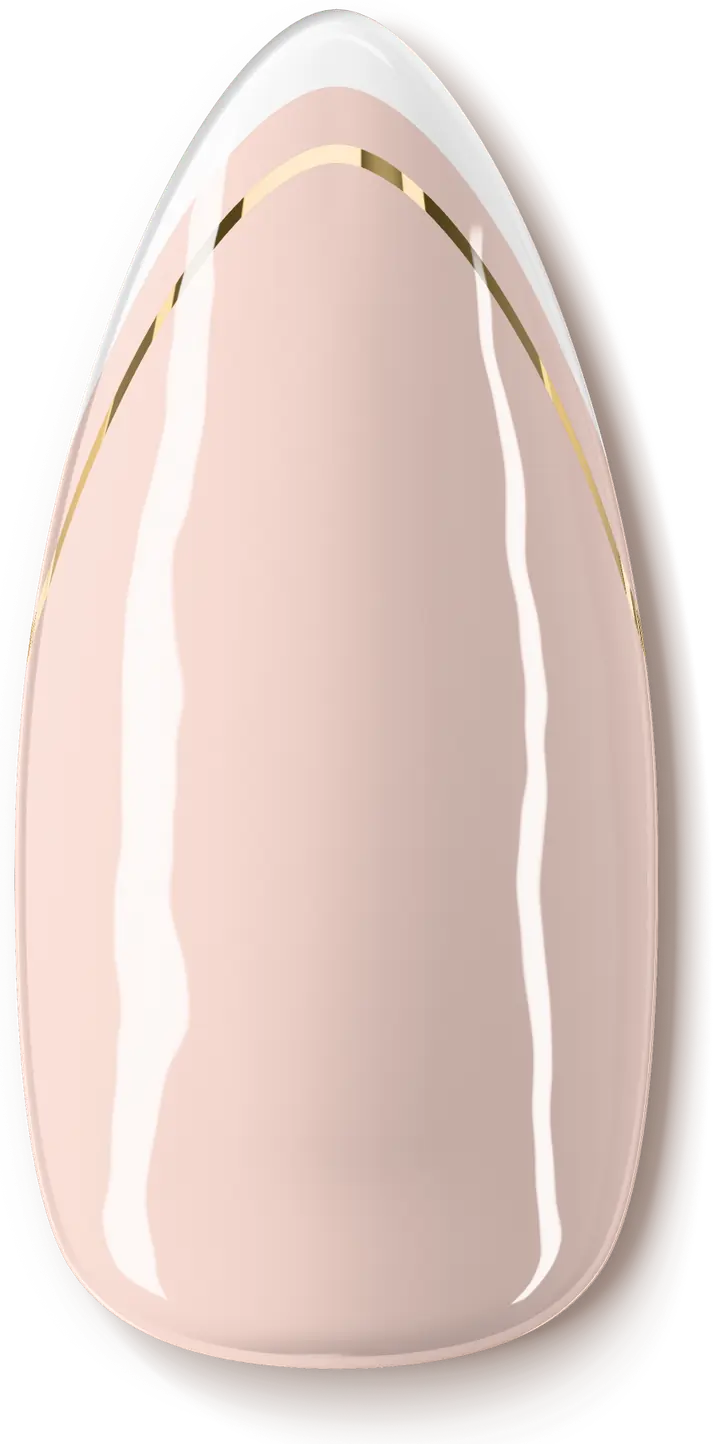 Illustration of the Double French nail art design: a white tip with a fine gold line just beneath it.