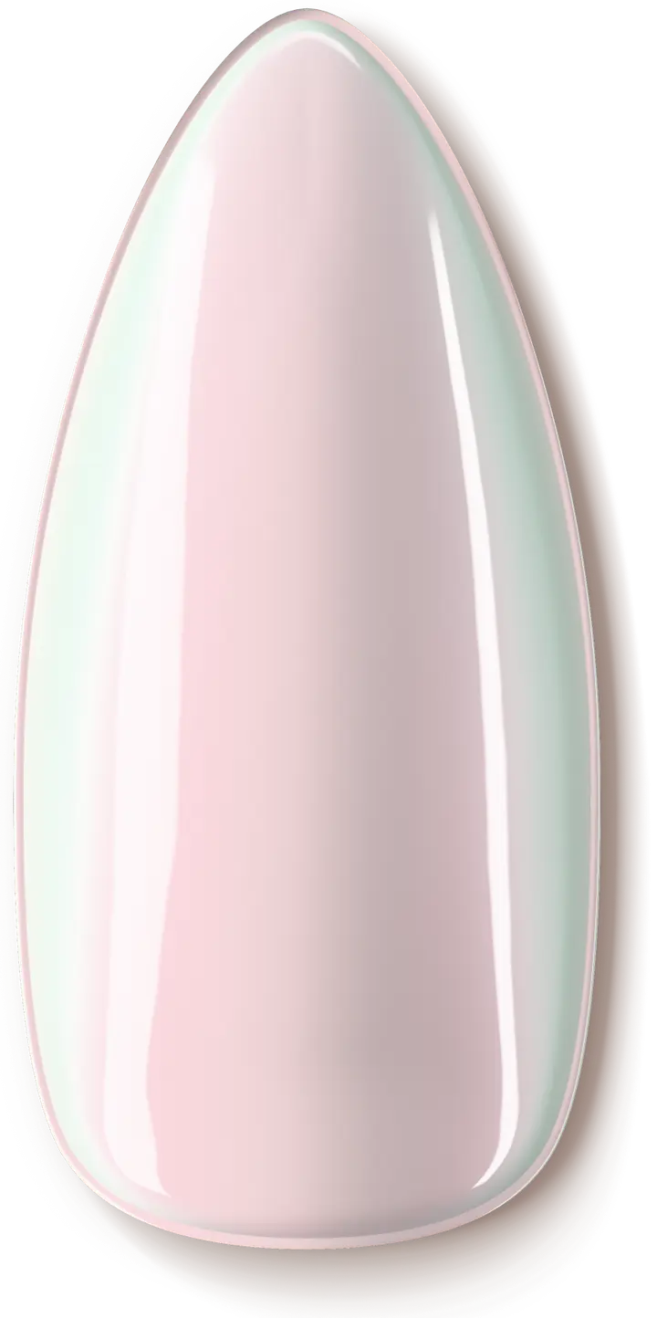 Illustration of the Glazed Chrome nail art design: pearly white chrome over a milky base.