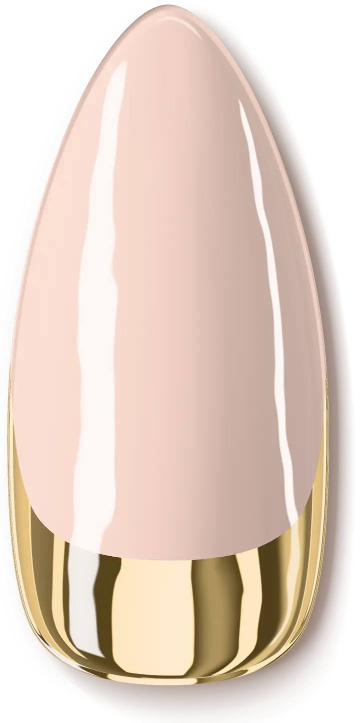 Illustration of the Half Moon nail art design: a gold chrome half moon at the cuticle.