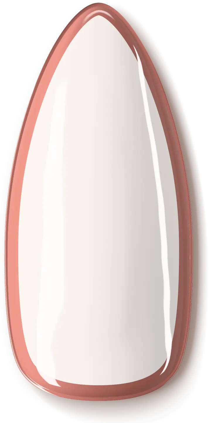 Illustration of the Halo nail art design: a fine outline of colour around the edge of a milky nail.