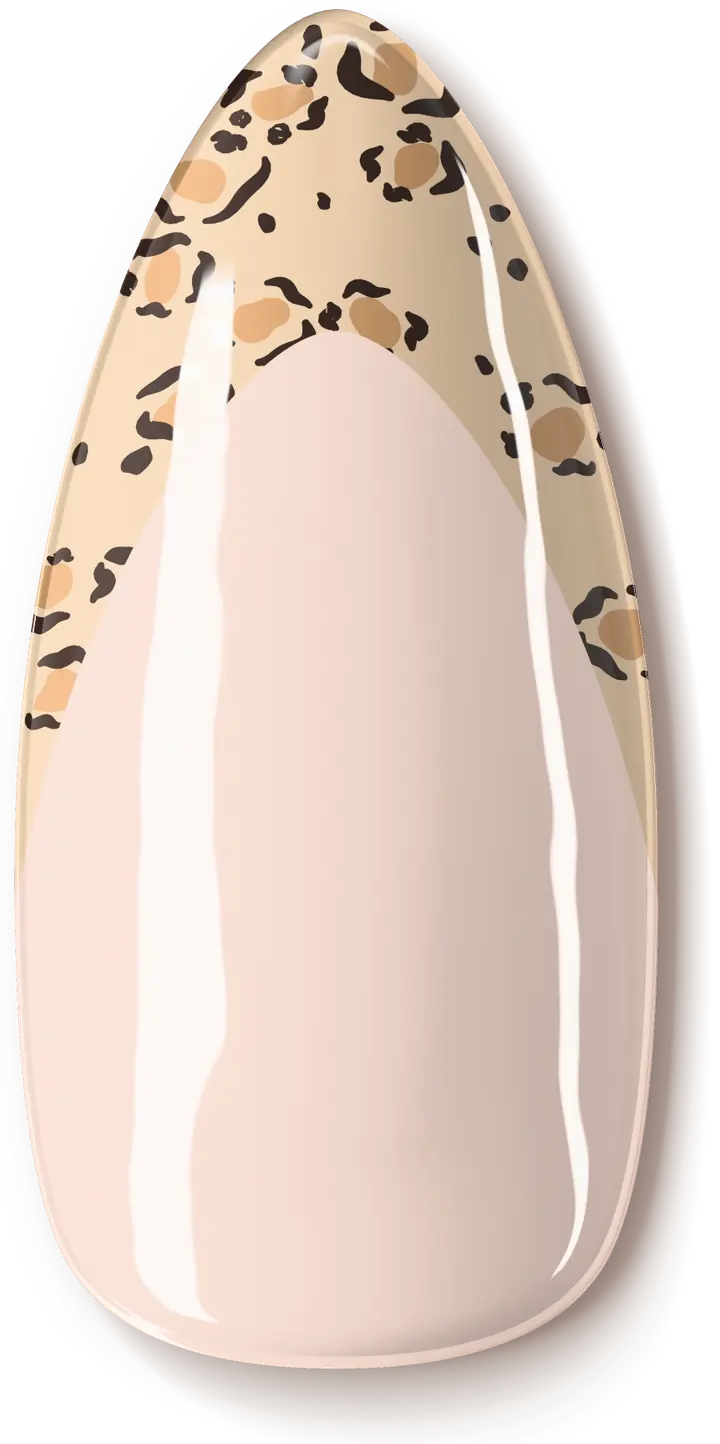 Illustration of the Leopard French nail art design: a nude base with leopard print at the tips.