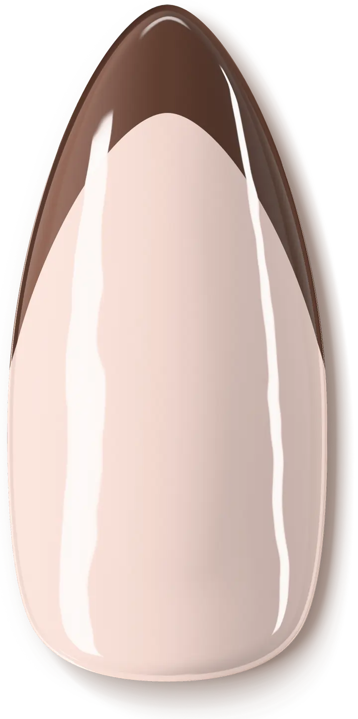 Illustration of the Mocha French nail art design: a chocolate-brown tip on a sheer nude.