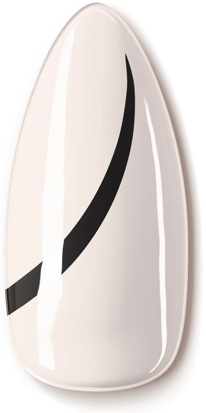 Illustration of the Negative Space nail art design: a sheer base with one bold, clean arc of colour.