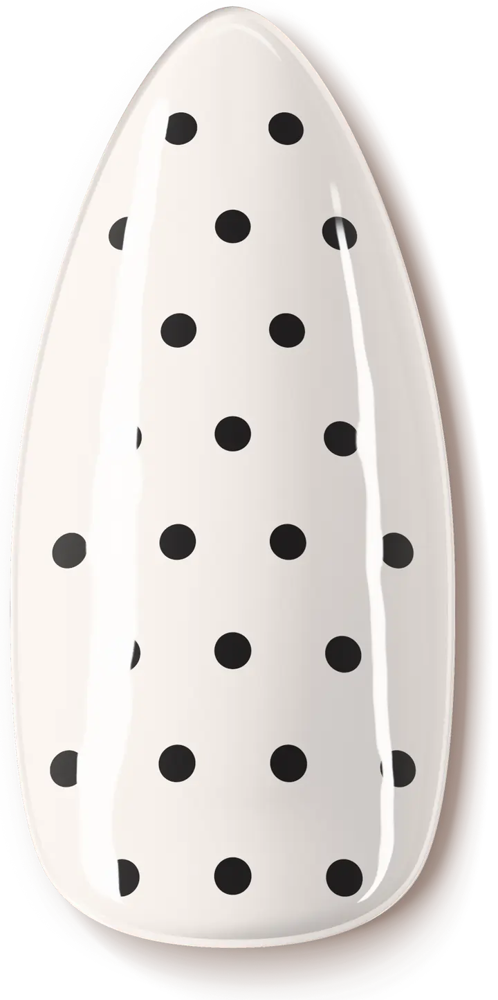 Illustration of the Polka Dots nail art design: tiny black dots on milky white.