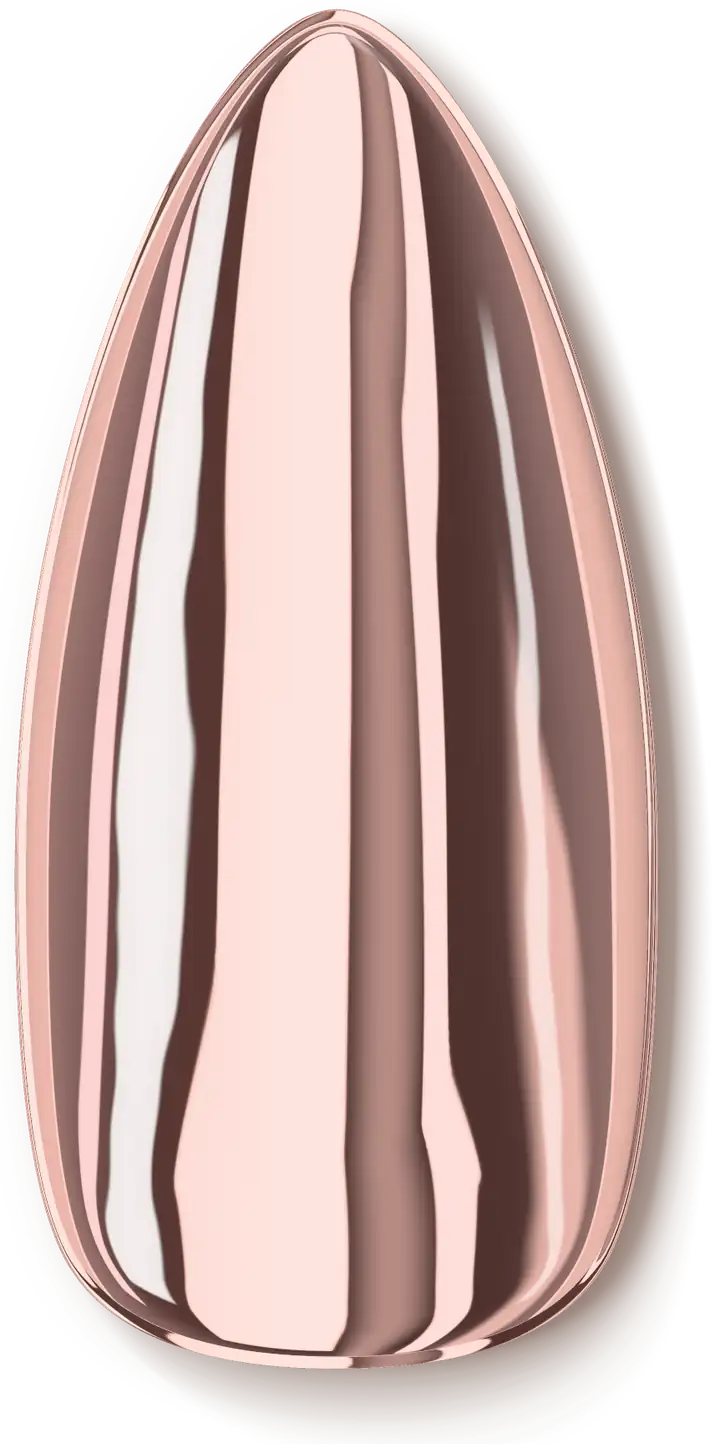 Illustration of the Rose Chrome nail art design: mirror rose-gold chrome over the whole nail.