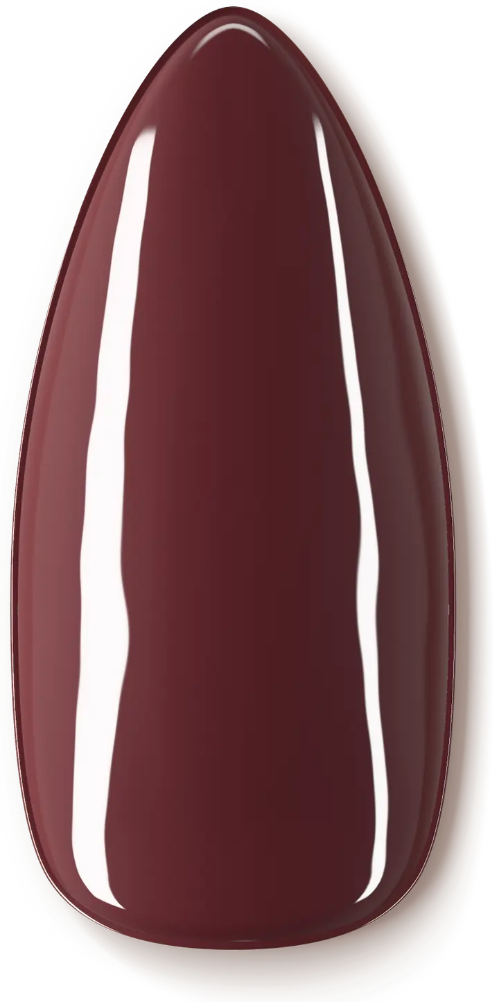 Illustrated nail in Cherry Cola, a deep brown-burgundy gel colour