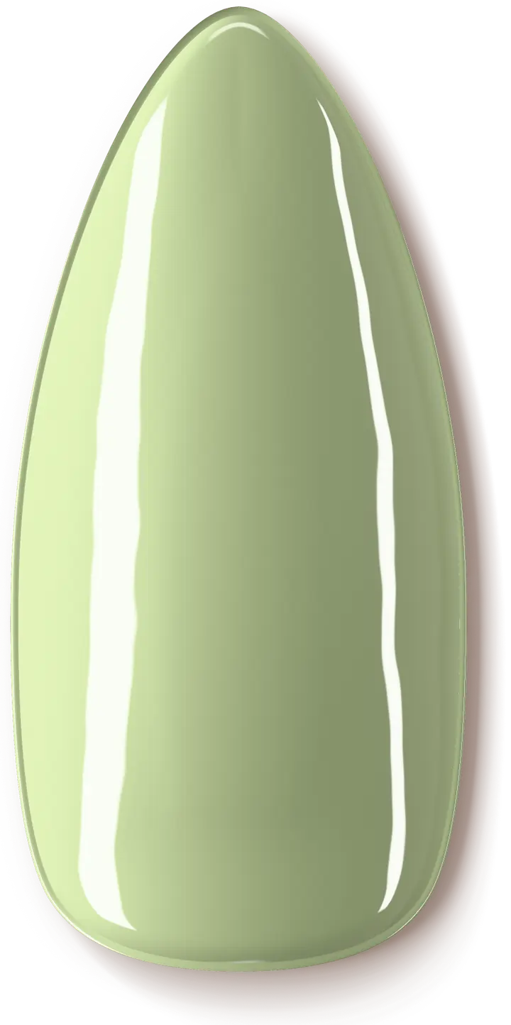 Illustrated nail in Matcha, a soft sage green gel colour