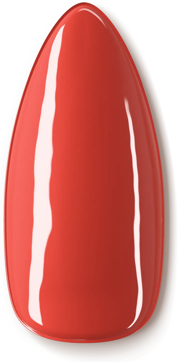 Illustrated nail in Tomato Red, a warm red gel colour