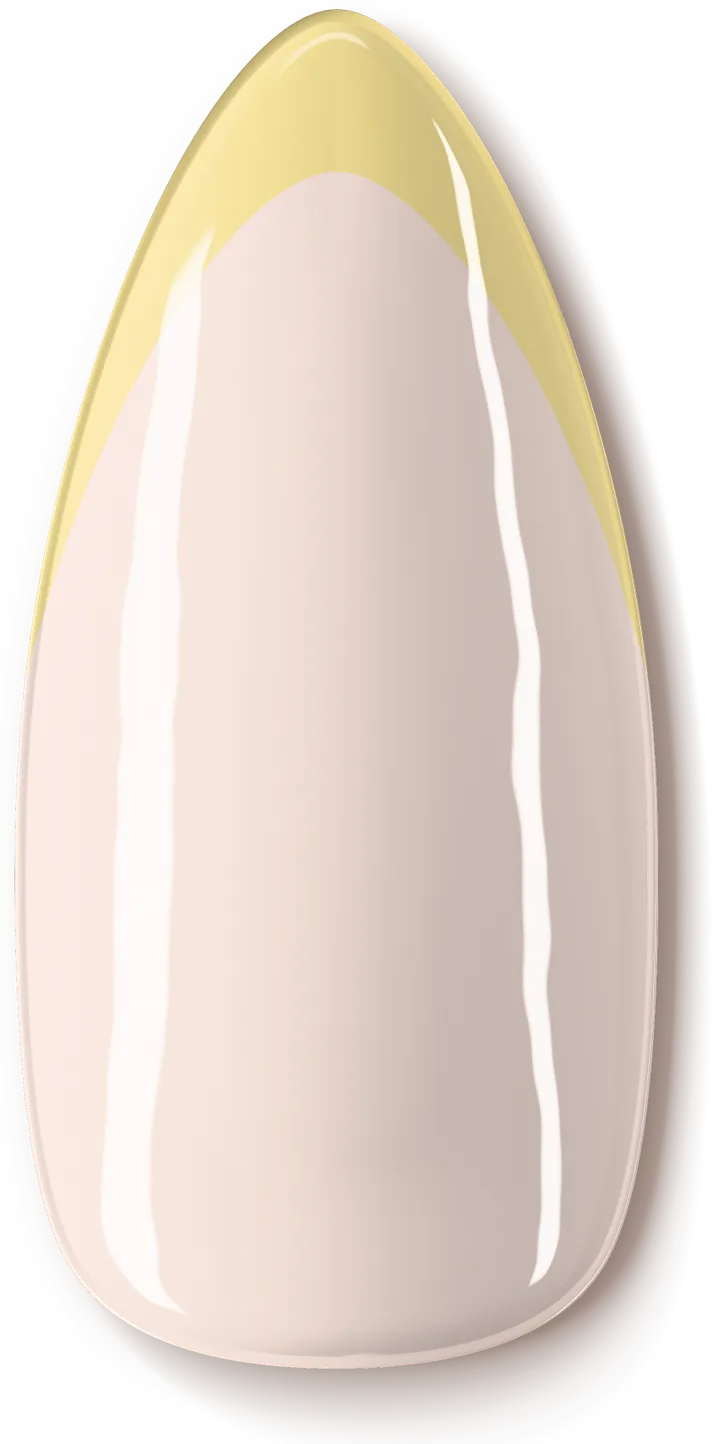 Illustration of a nail design: a soft yellow tip on a pale pink base