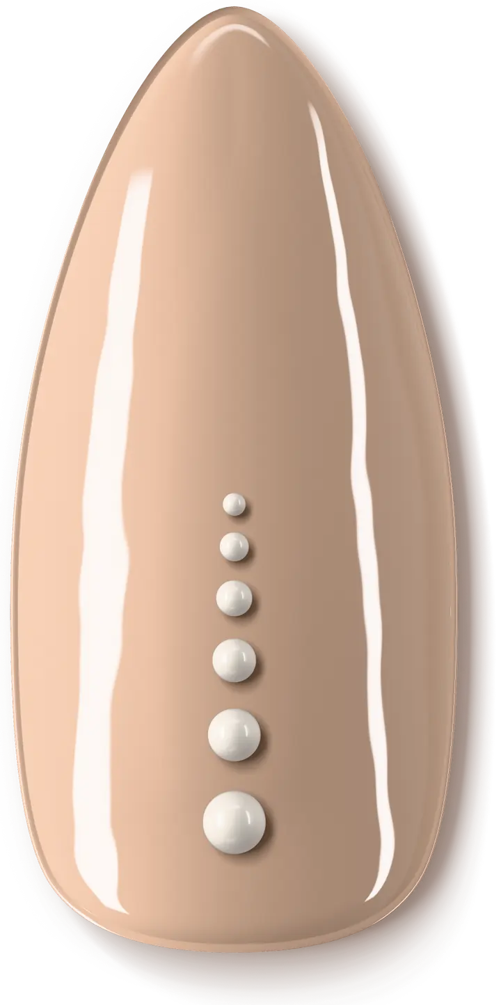 Illustration of a nail design: glossy beige with a line of small pearls