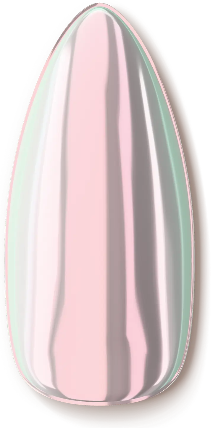 Illustration of a nail design: pale pink with a mirror chrome glaze