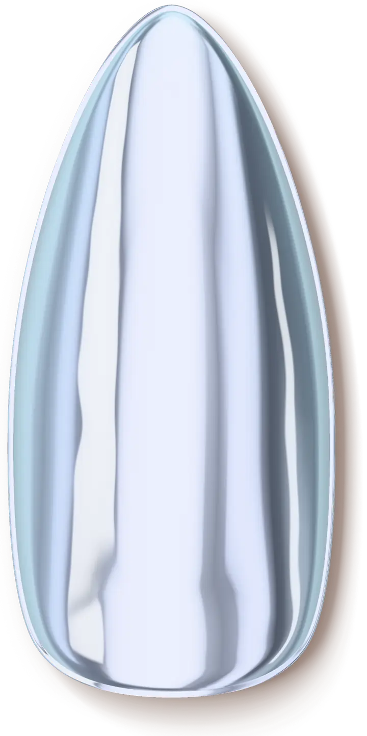 Illustration of a nail design: silver-blue mirror chrome