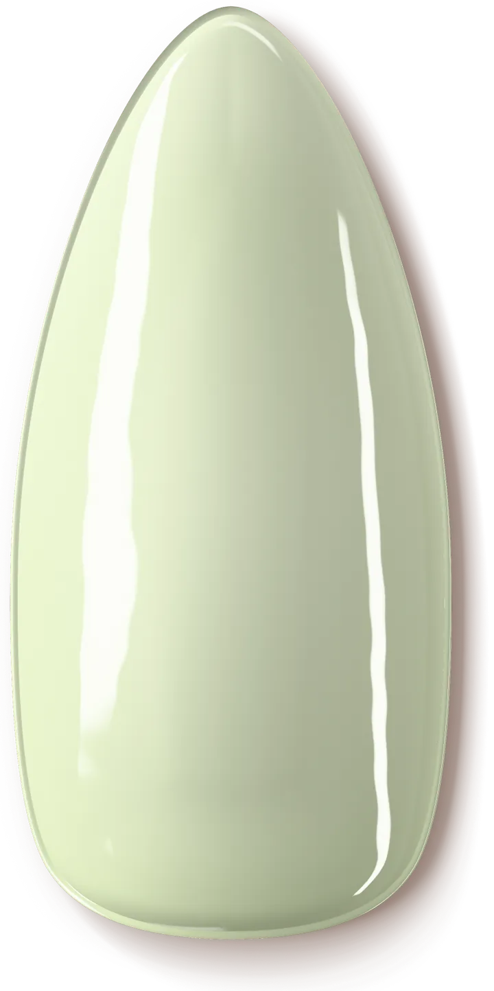 Illustration of a nail design: glossy pale sage green