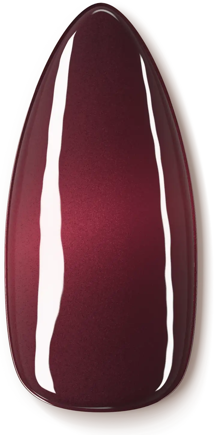 Illustration of a nail design: deep burgundy with a soft cat-eye shimmer